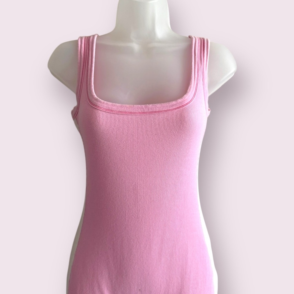 SKIMS Ribbed Romper - Stretch Cotton One-Piece in Bubblegum Pink, Size M - Picture 4 of 6